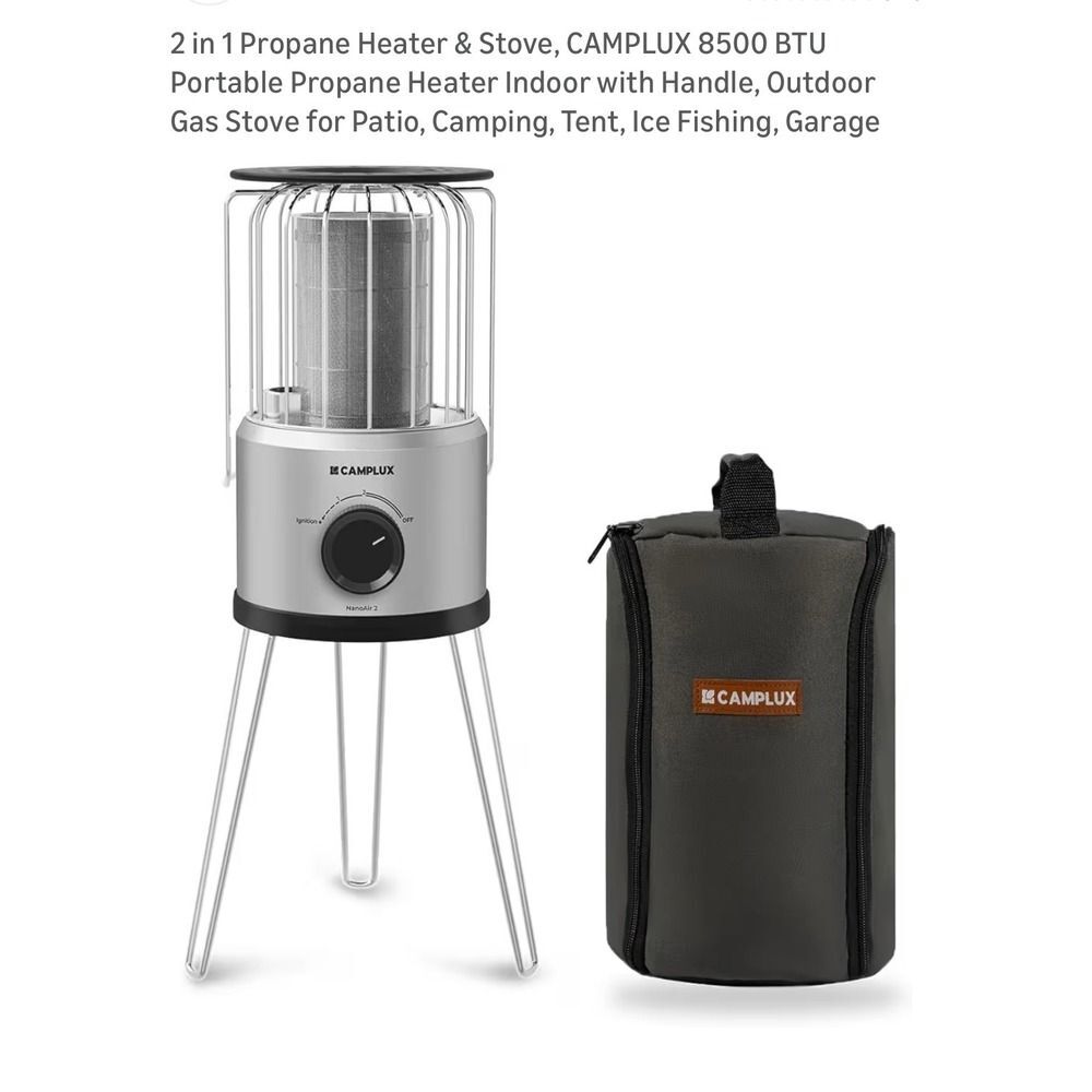 CAMPLUX 8500 BTU Portable Propane Heater and Stove for Camping Outdoor OPEN BOX
